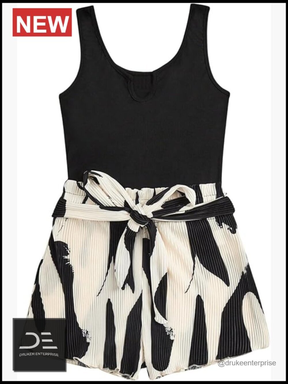 Sleeveless Notch Neck Tank Romper with Belt